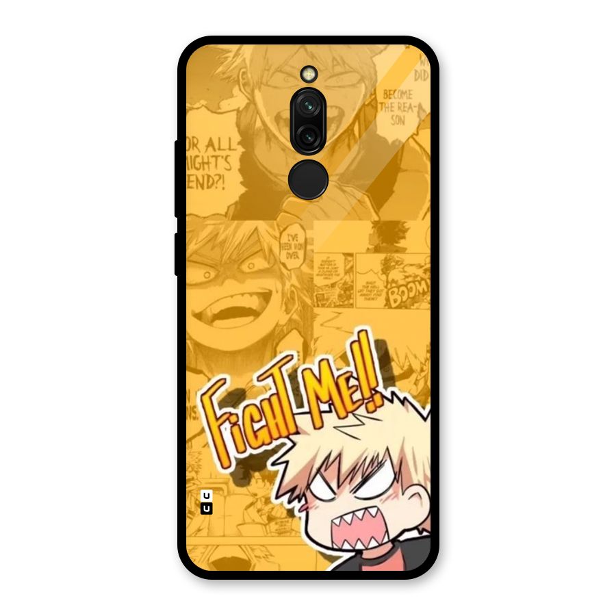 Fight Me Challenge Glass Back Case for Redmi 8