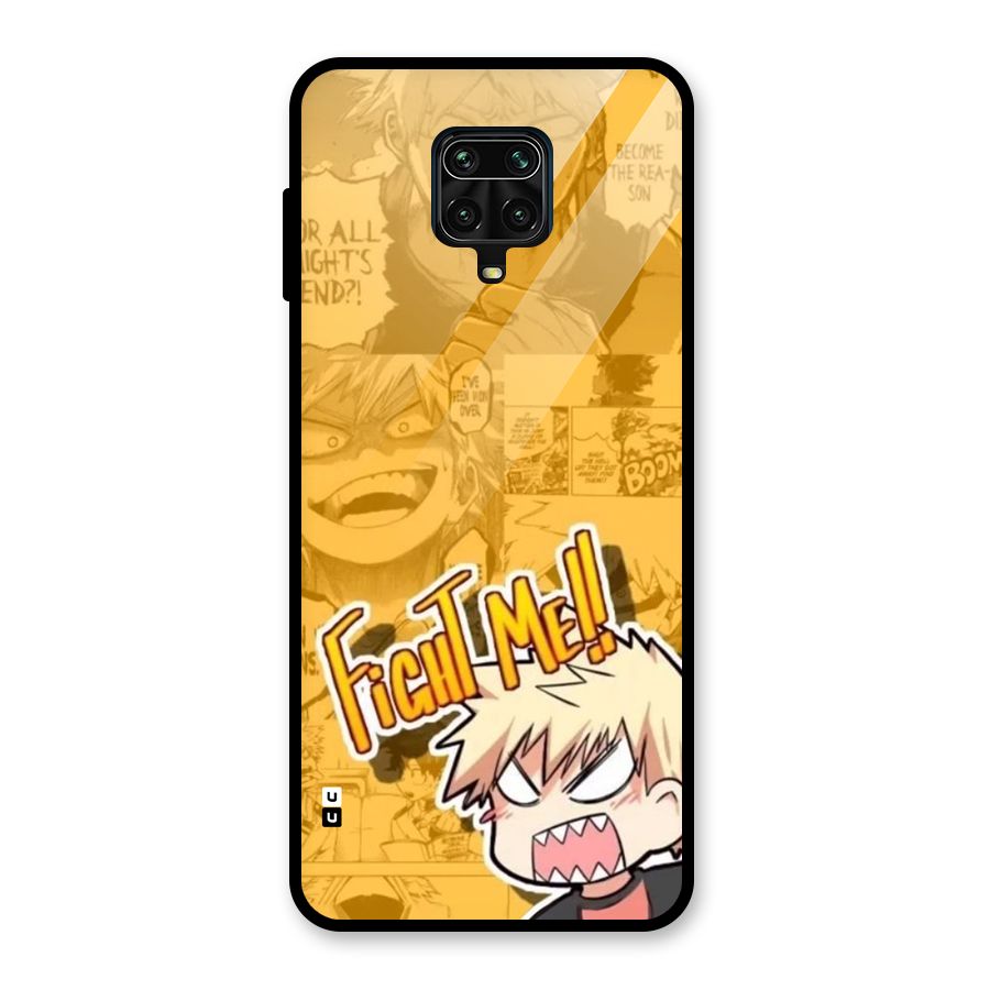Fight Me Challenge Glass Back Case for Redmi Note 9 Pro