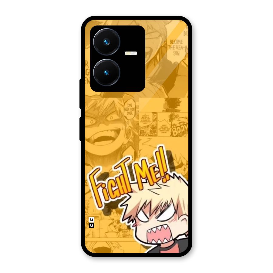 Fight Me Challenge Glass Back Case for Vivo Y22s