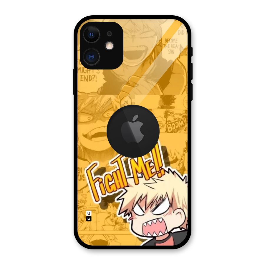 Fight Me Challenge Glass Back Case for iPhone 11 Logo Cut