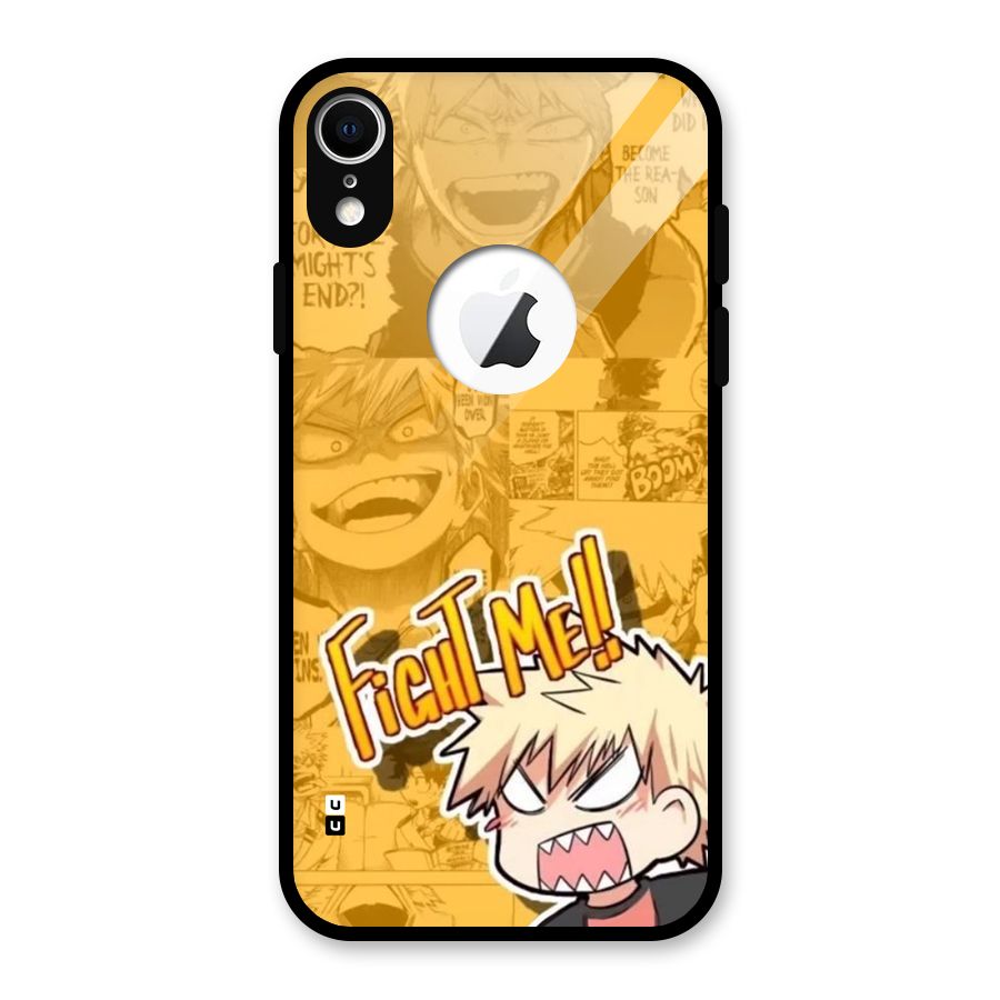 Fight Me Challenge Glass Back Case for iPhone XR Logo Cut