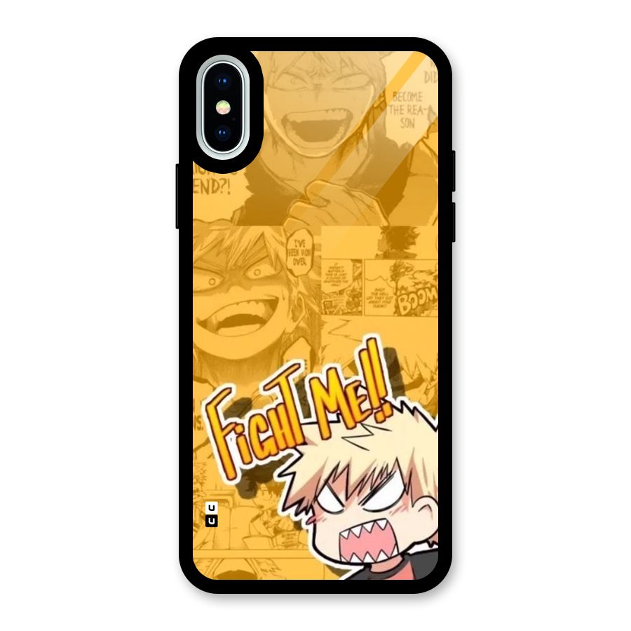 Fight Me Challenge Glass Back Case for iPhone XS