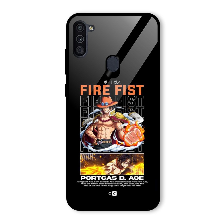 Fire Fist Ace Glass Back Case for Galaxy M11