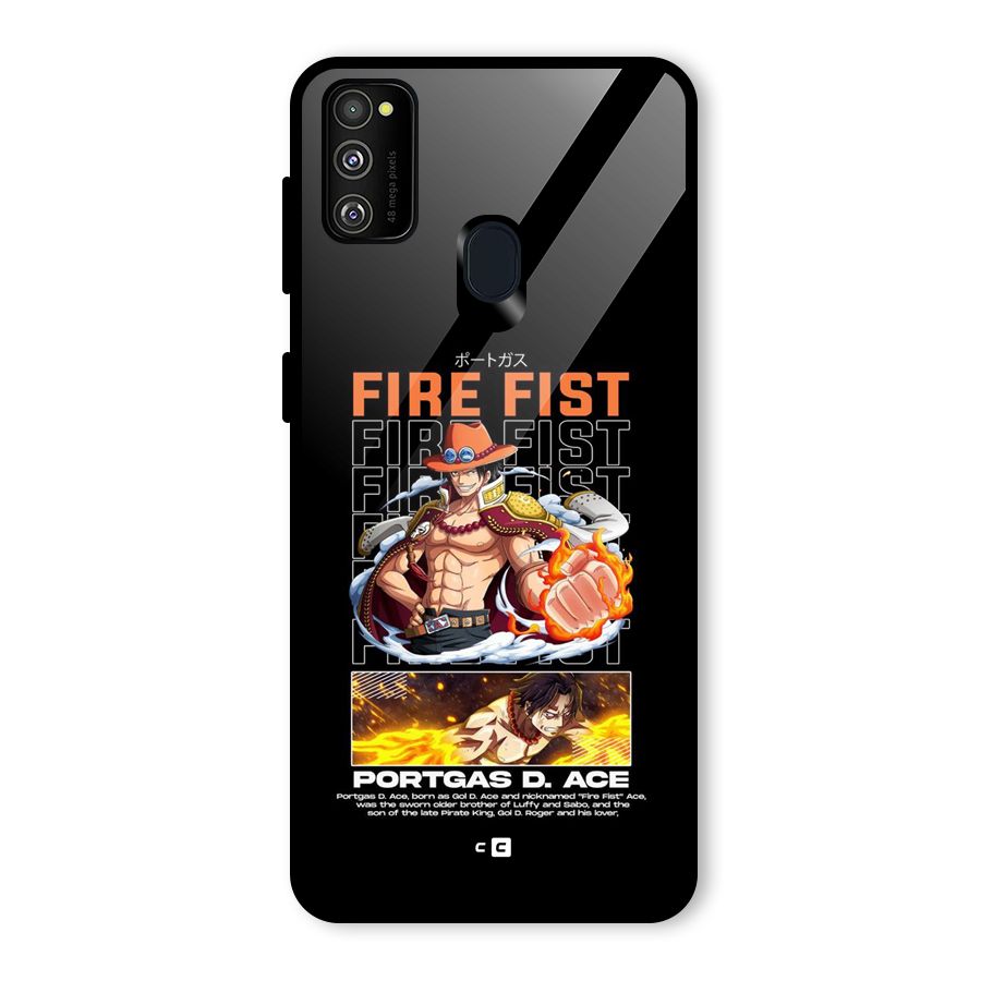 Fire Fist Ace Glass Back Case for Galaxy M21