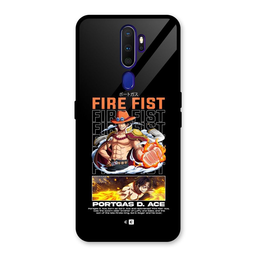 Fire Fist Ace Glass Back Case for Oppo A9 (2020)