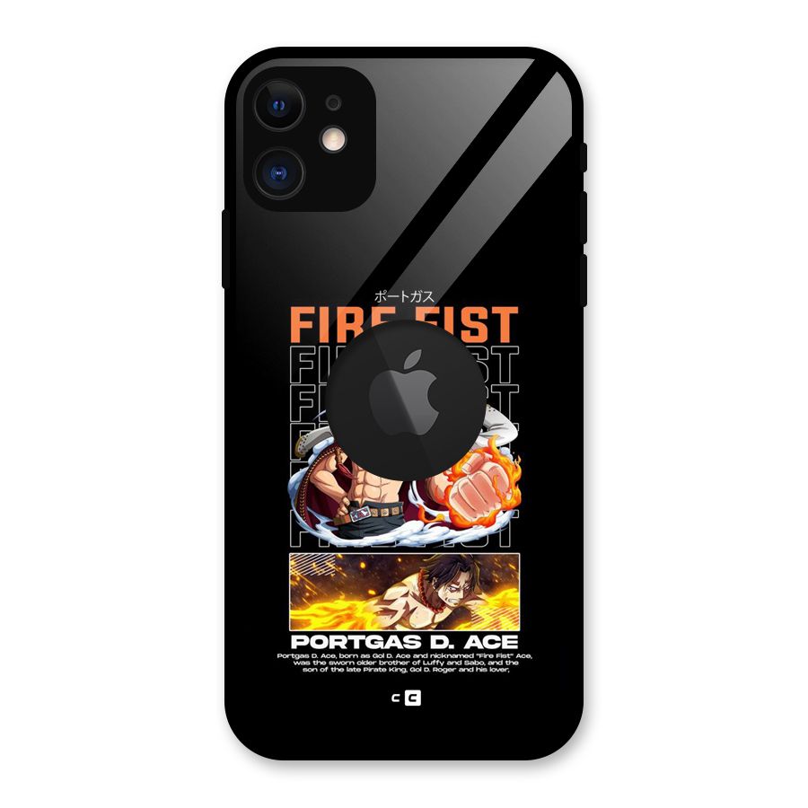 Fire Fist Ace Glass Back Case for iPhone 11 Logo Cut