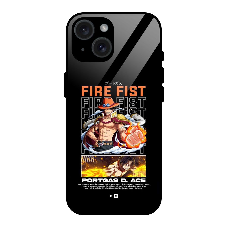 Fire Fist Ace Glass Back Case for iPhone 15