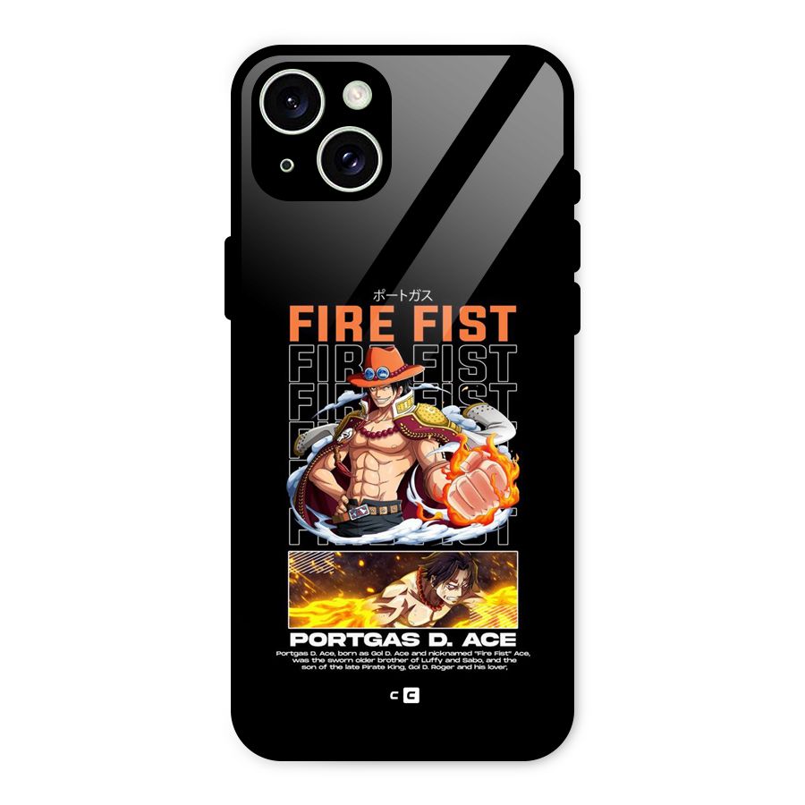 Fire Fist Ace Glass Back Case for iPhone 15 Plus