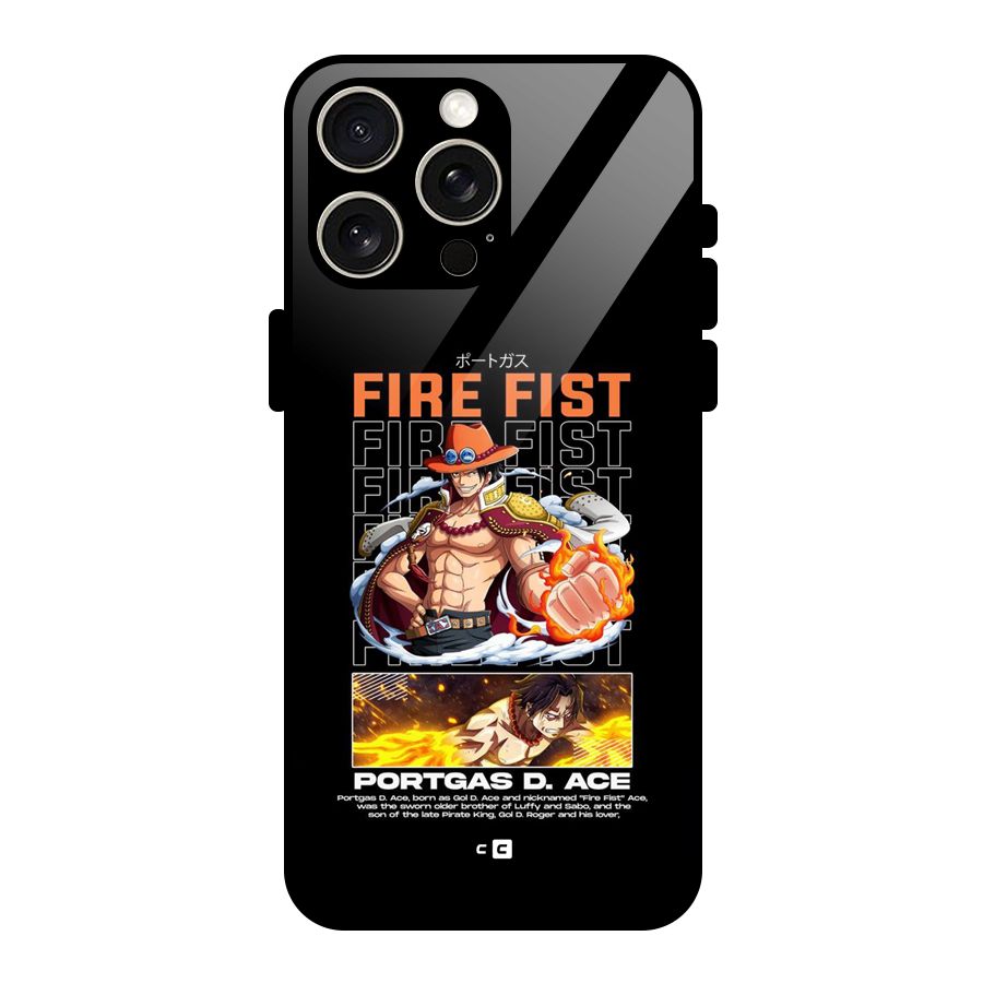 Fire Fist Ace Glass Back Case for iPhone 15 Pro Max
