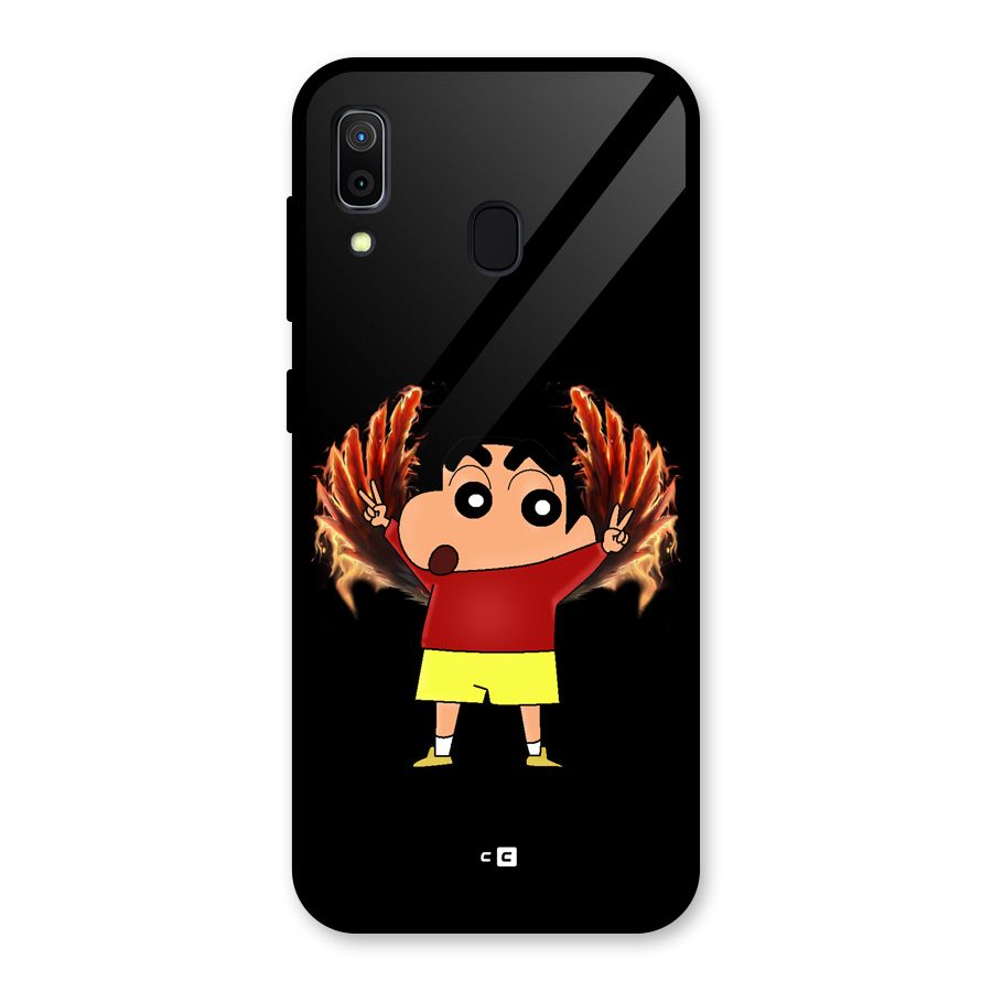 Fire Shinchan Glass Back Case for Galaxy A30