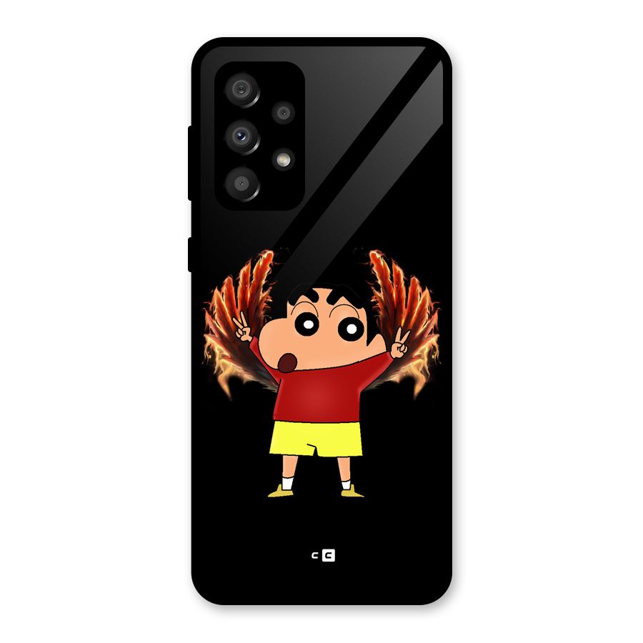 Fire Shinchan Glass Back Case for Galaxy A32