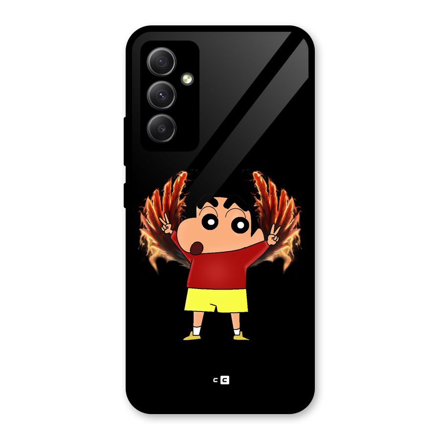 Fire Shinchan Glass Back Case for Galaxy A34