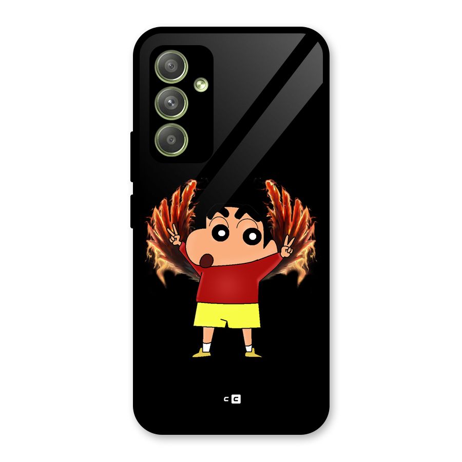 Fire Shinchan Glass Back Case for Galaxy A54