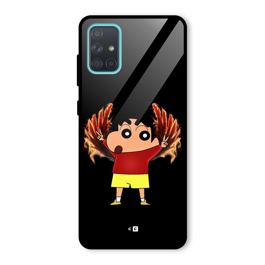 Fire Shinchan Glass Back Case for Galaxy A71
