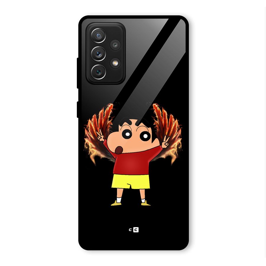 Fire Shinchan Glass Back Case for Galaxy A72