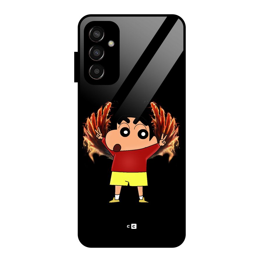 Fire Shinchan Glass Back Case for Galaxy F13