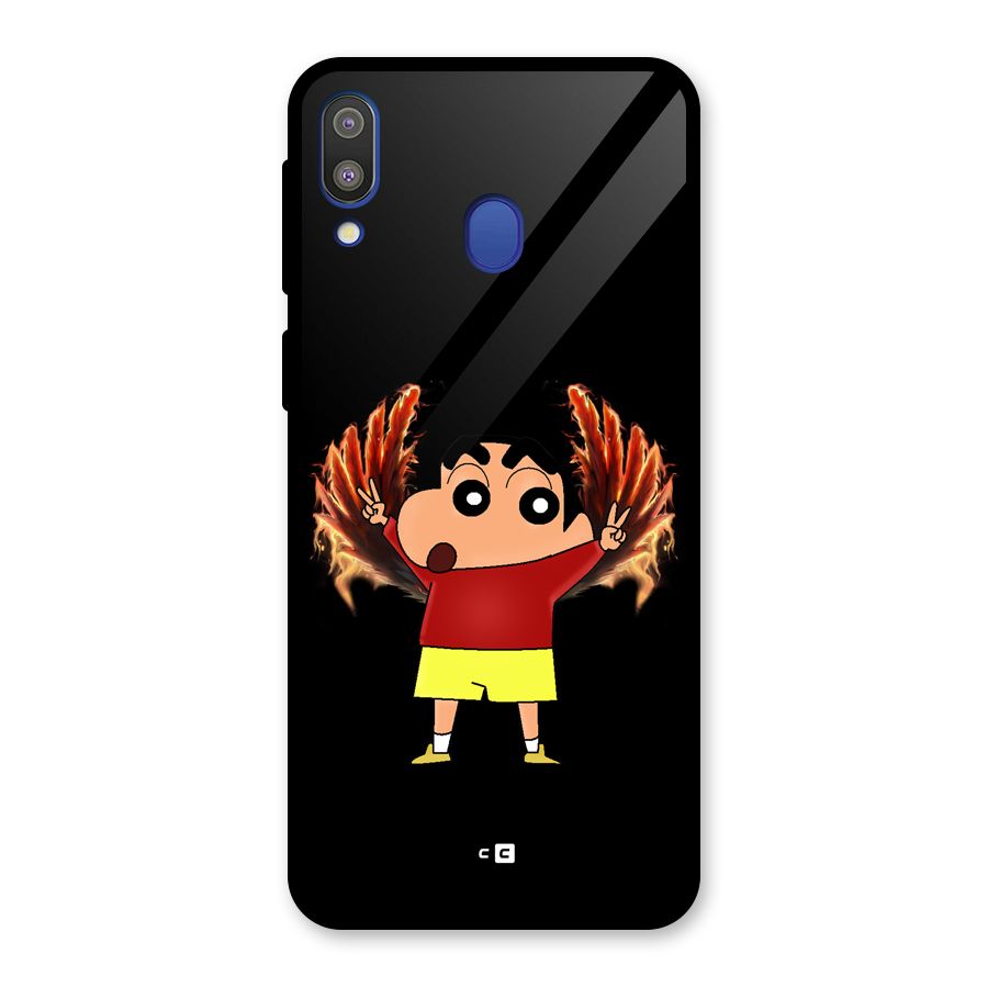 Fire Shinchan Glass Back Case for Galaxy M20