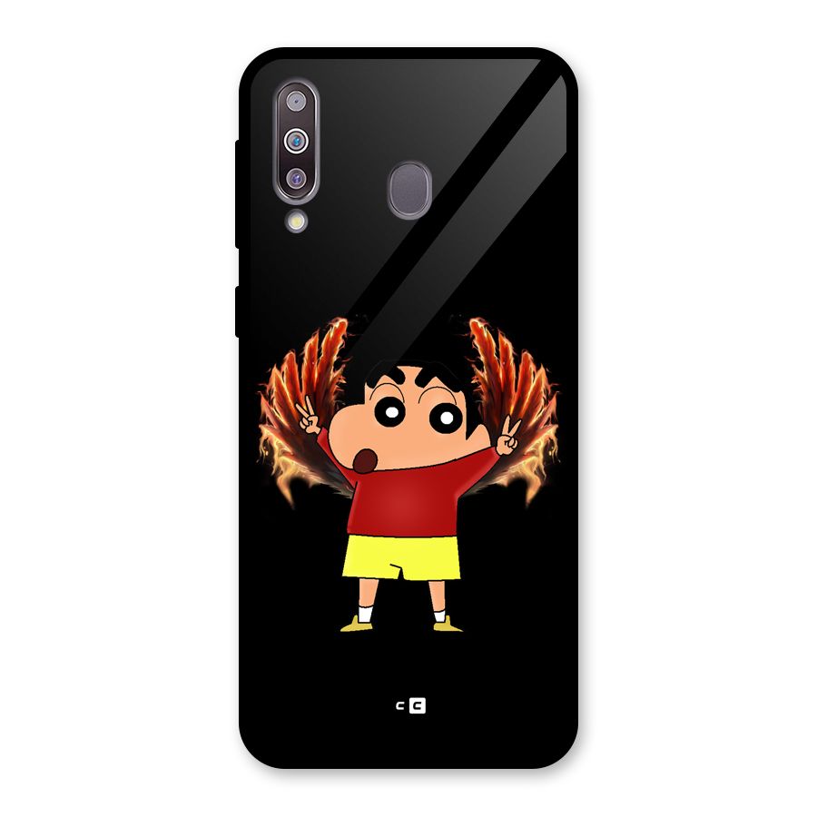 Fire Shinchan Glass Back Case for Galaxy M30