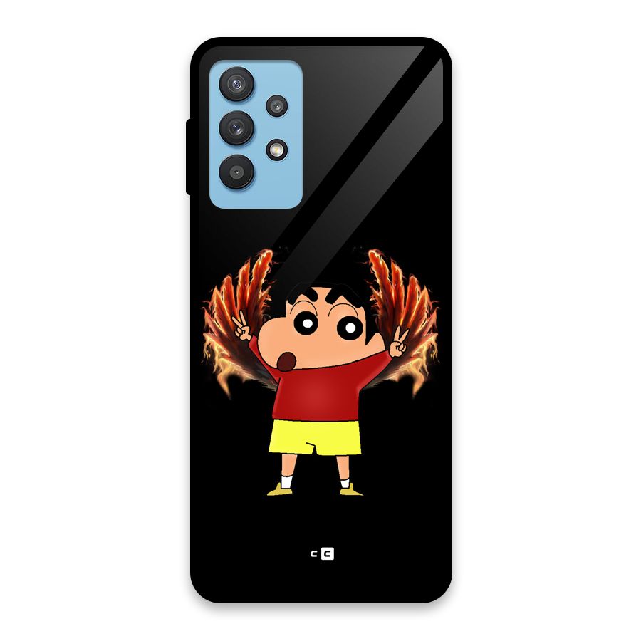 Fire Shinchan Glass Back Case for Galaxy M32 5G