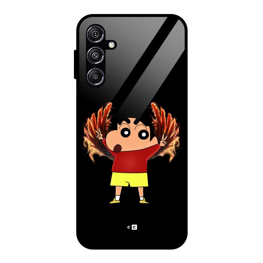 Fire Shinchan Glass Back Case for Galaxy M34 5G