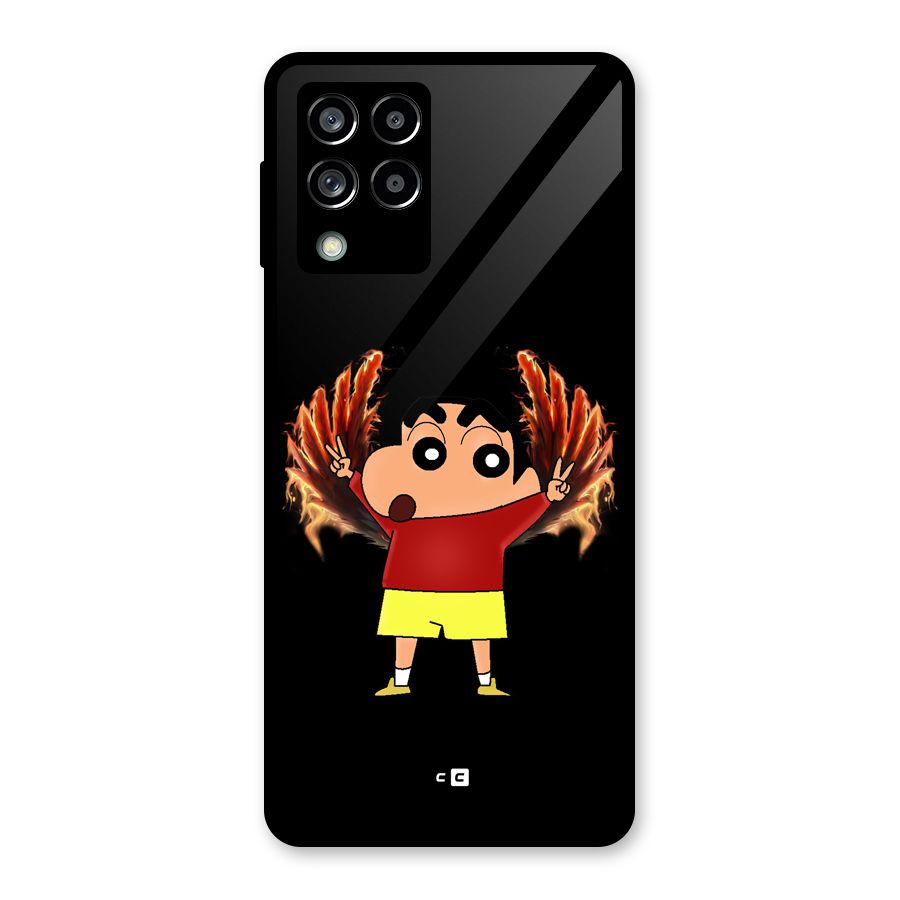 Fire Shinchan Glass Back Case for Galaxy M53 5G