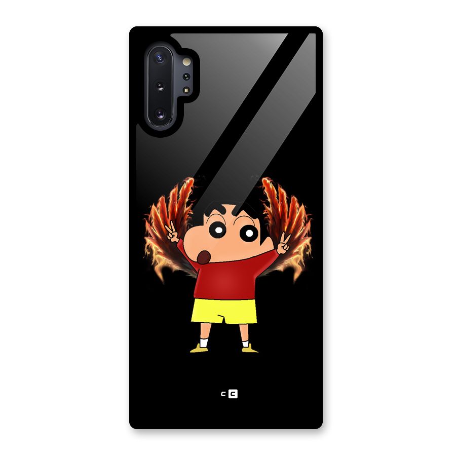 Fire Shinchan Glass Back Case for Galaxy Note 10 Plus