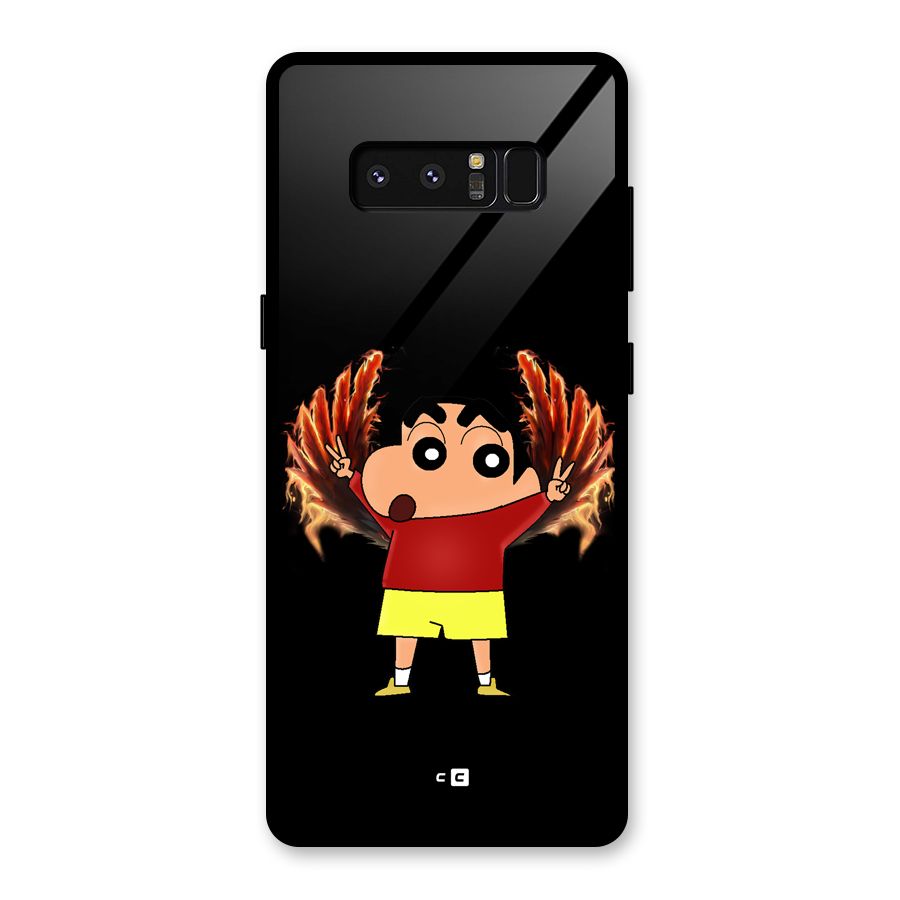 Fire Shinchan Glass Back Case for Galaxy Note 8