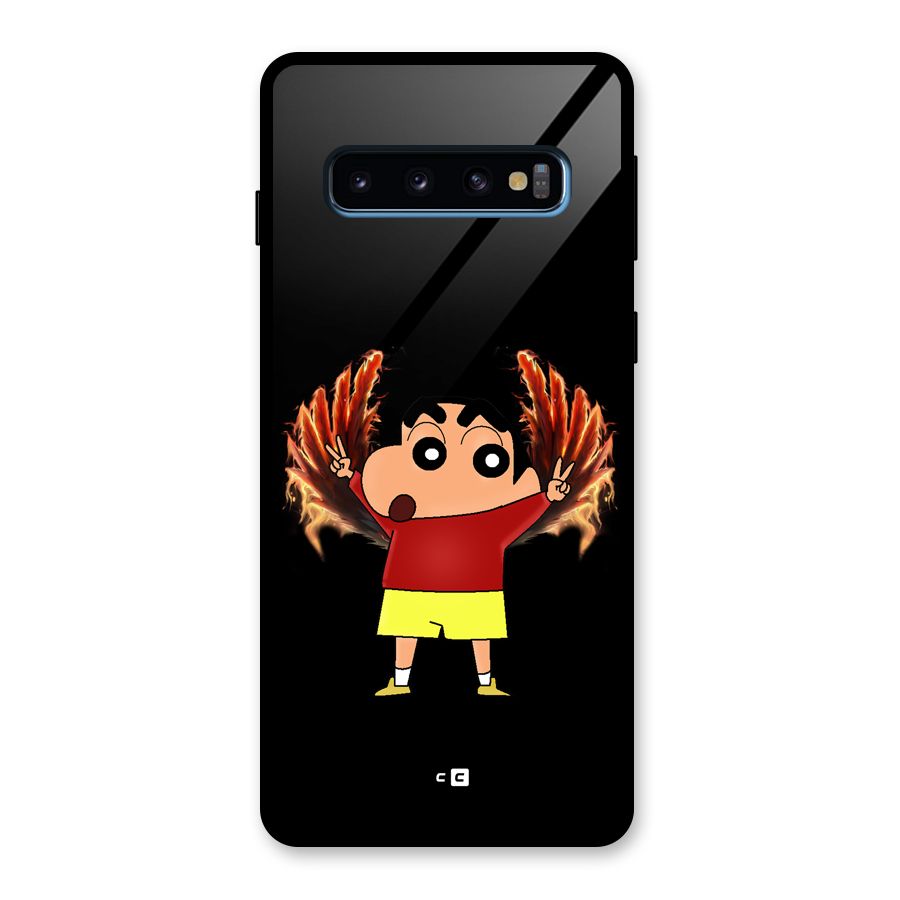 Fire Shinchan Glass Back Case for Galaxy S10