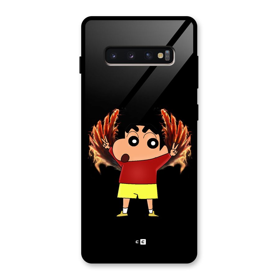 Fire Shinchan Glass Back Case for Galaxy S10 Plus