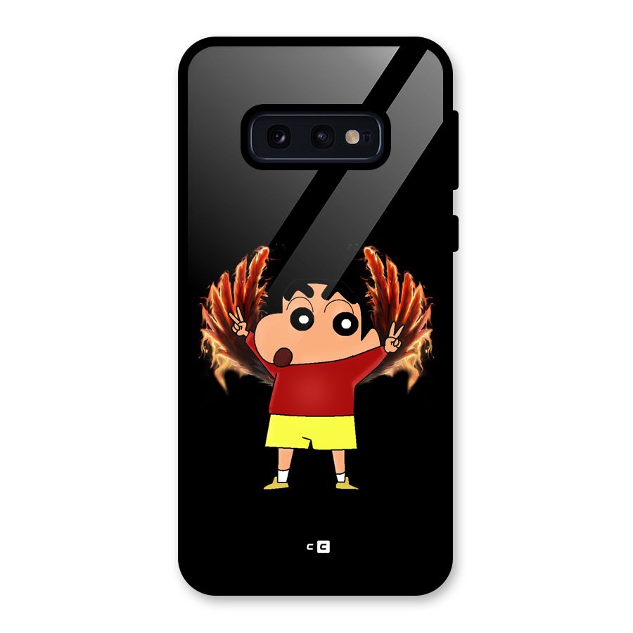 Fire Shinchan Glass Back Case for Galaxy S10e