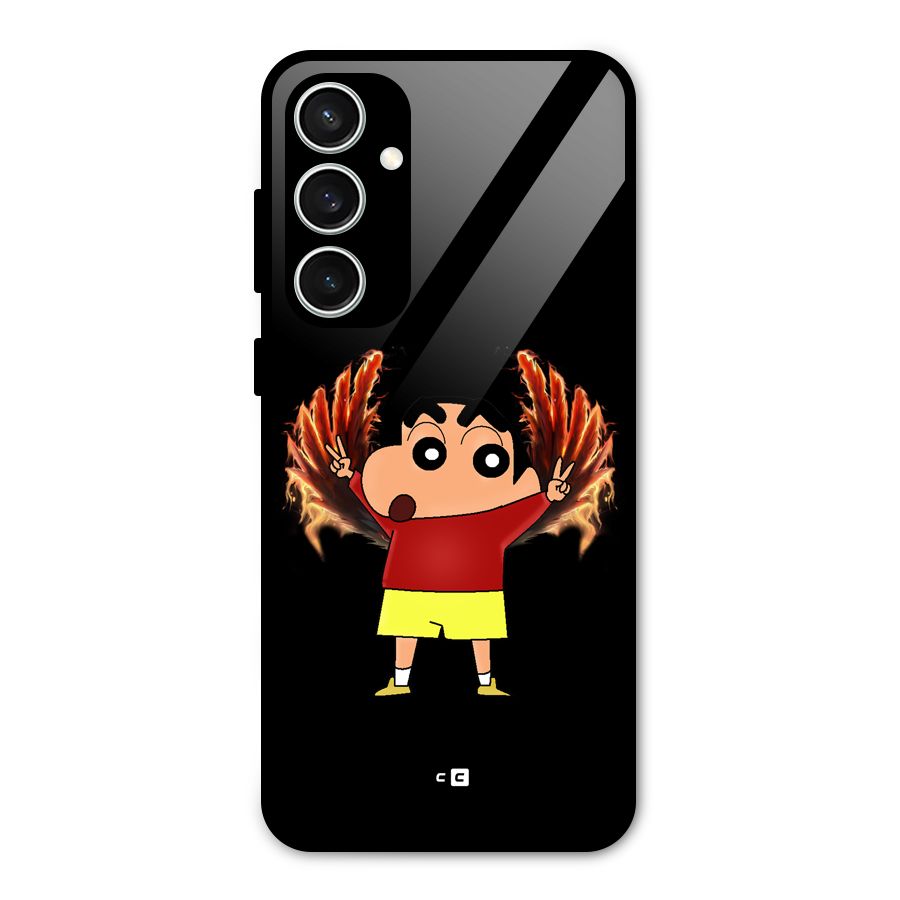 Fire Shinchan Glass Back Case for Galaxy S23 FE