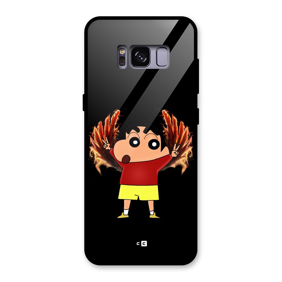 Fire Shinchan Glass Back Case for Galaxy S8