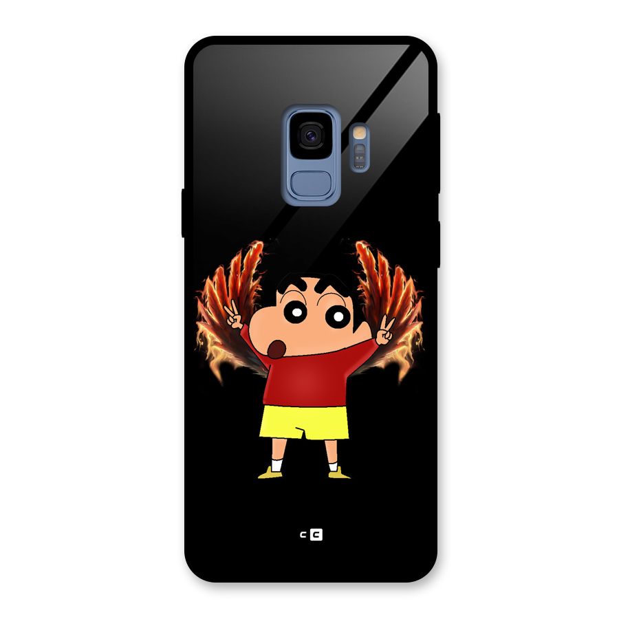 Fire Shinchan Glass Back Case for Galaxy S9
