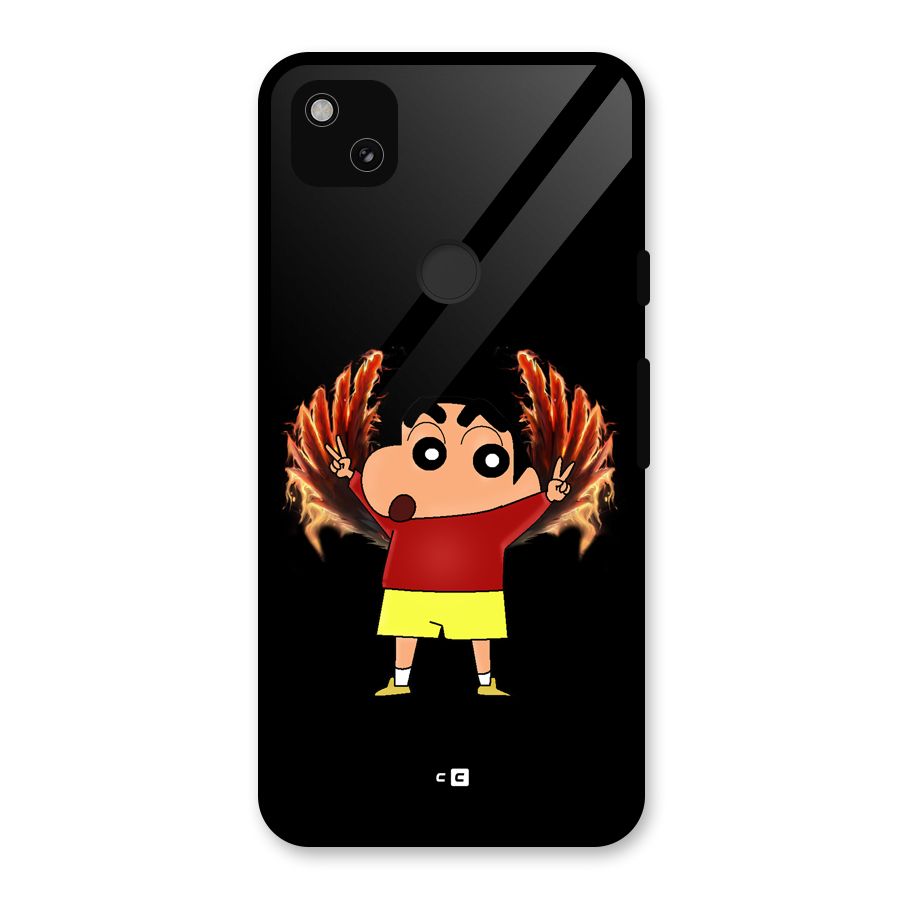 Fire Shinchan Glass Back Case for Google Pixel 4a