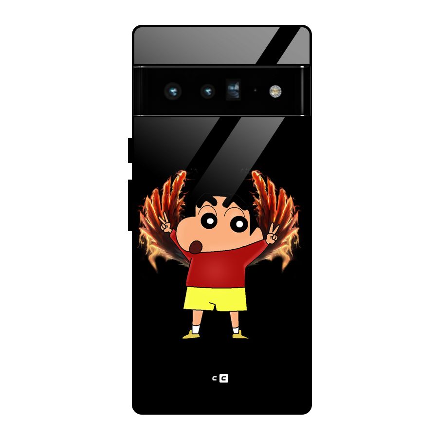 Fire Shinchan Glass Back Case for Google Pixel 6 Pro