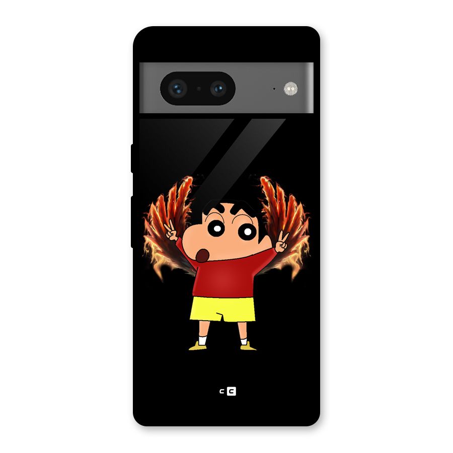 Fire Shinchan Glass Back Case for Google Pixel 7