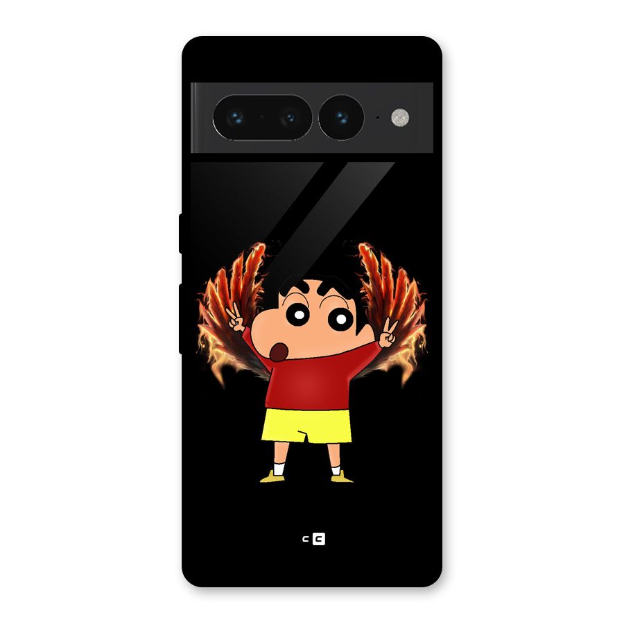 Fire Shinchan Glass Back Case for Google Pixel 7 Pro