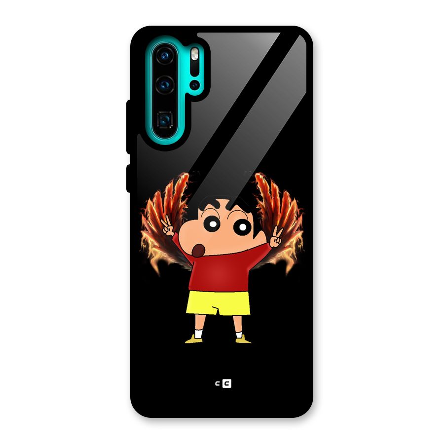 Fire Shinchan Glass Back Case for Huawei P30 Pro