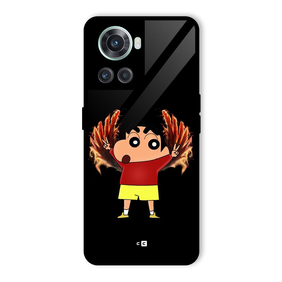 Fire Shinchan Glass Back Case for OnePlus 10R