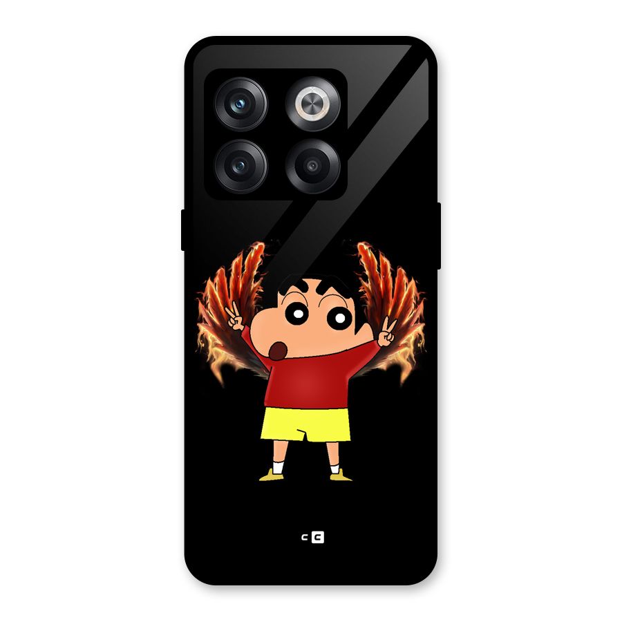 Fire Shinchan Glass Back Case for OnePlus 10T