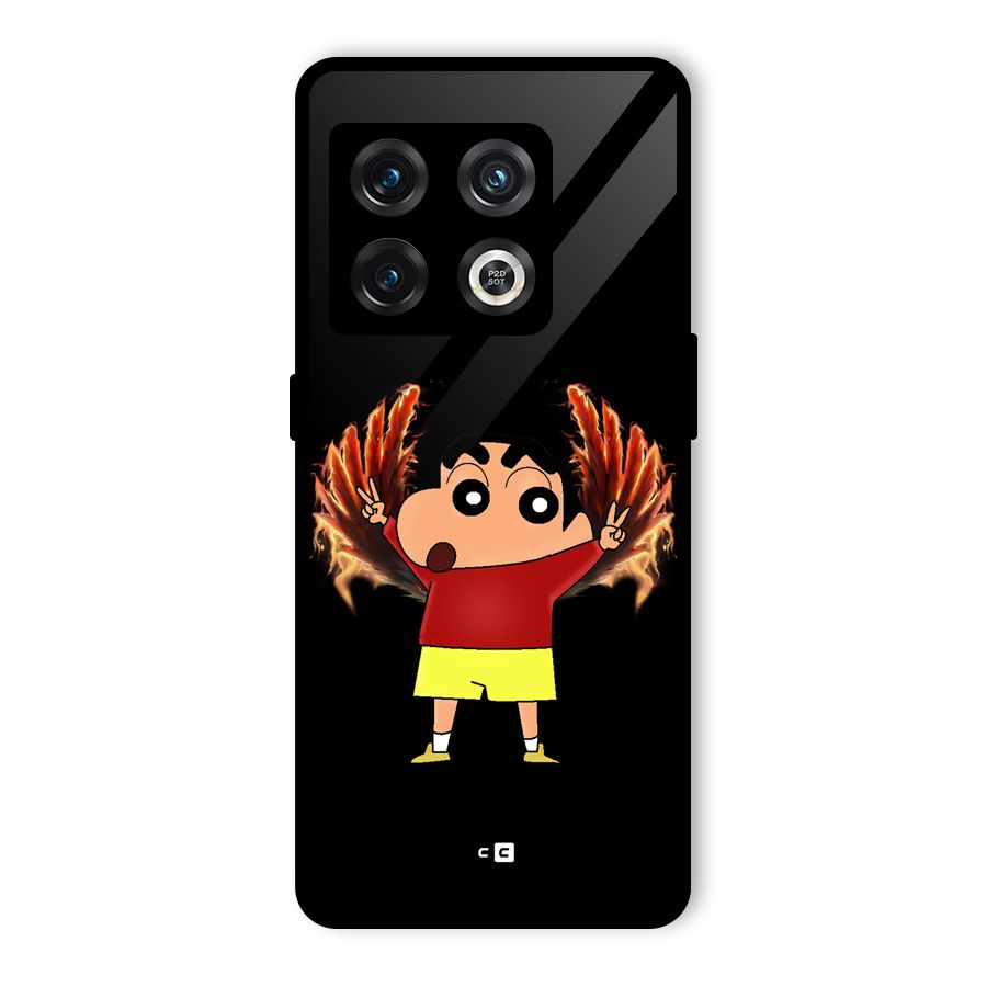 Fire Shinchan Glass Back Case for OnePlus 10 Pro 5G