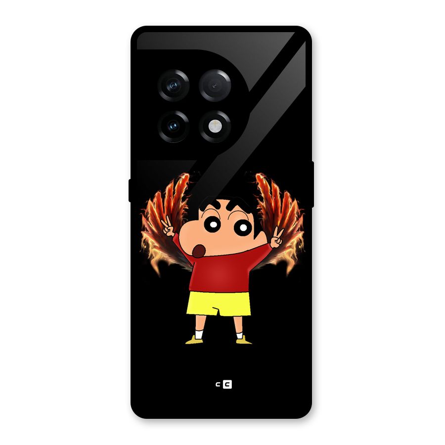 Fire Shinchan Glass Back Case for OnePlus 11R
