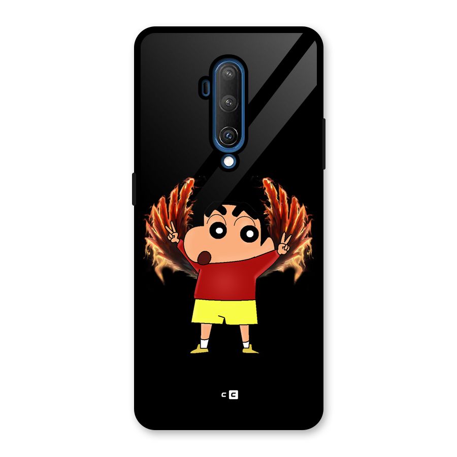 Fire Shinchan Glass Back Case for OnePlus 7T Pro