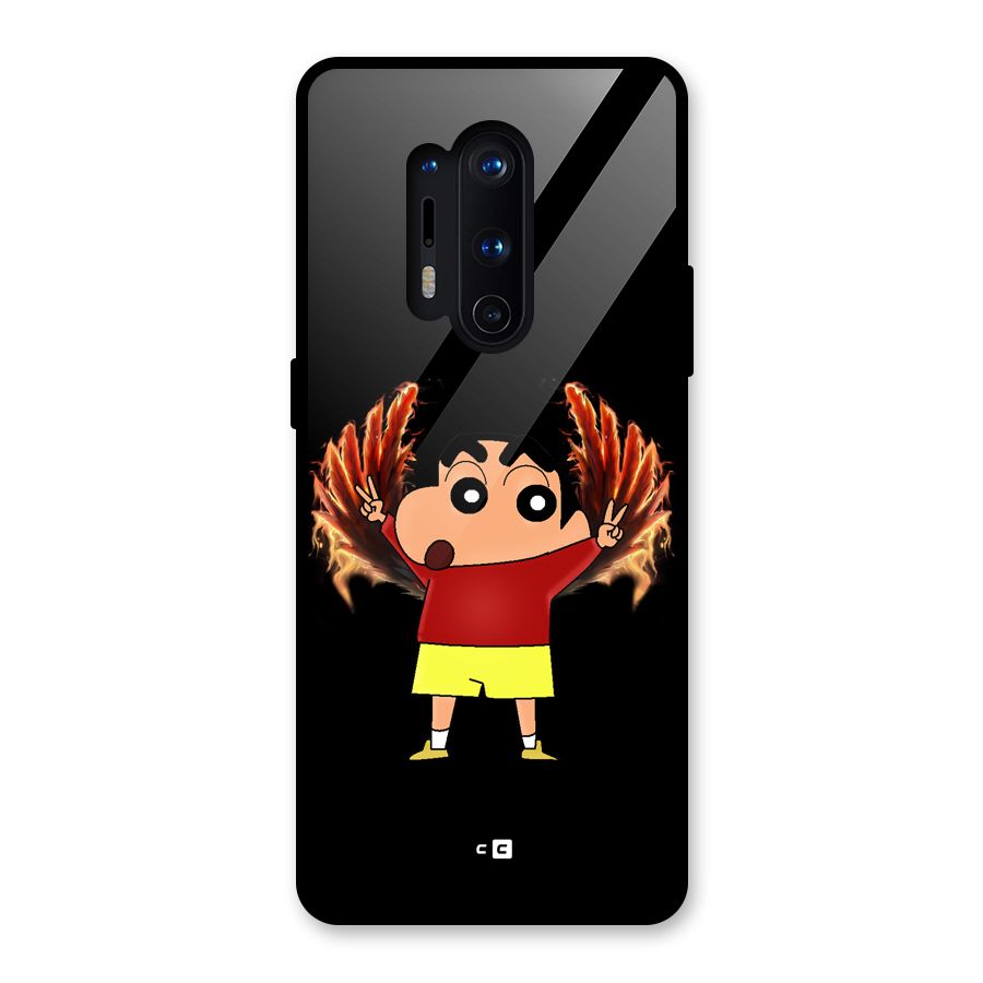 Fire Shinchan Glass Back Case for OnePlus 8 Pro