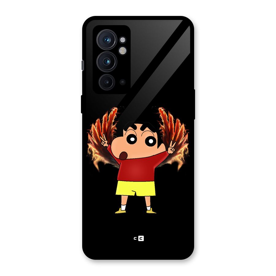 Fire Shinchan Glass Back Case for OnePlus 9RT 5G