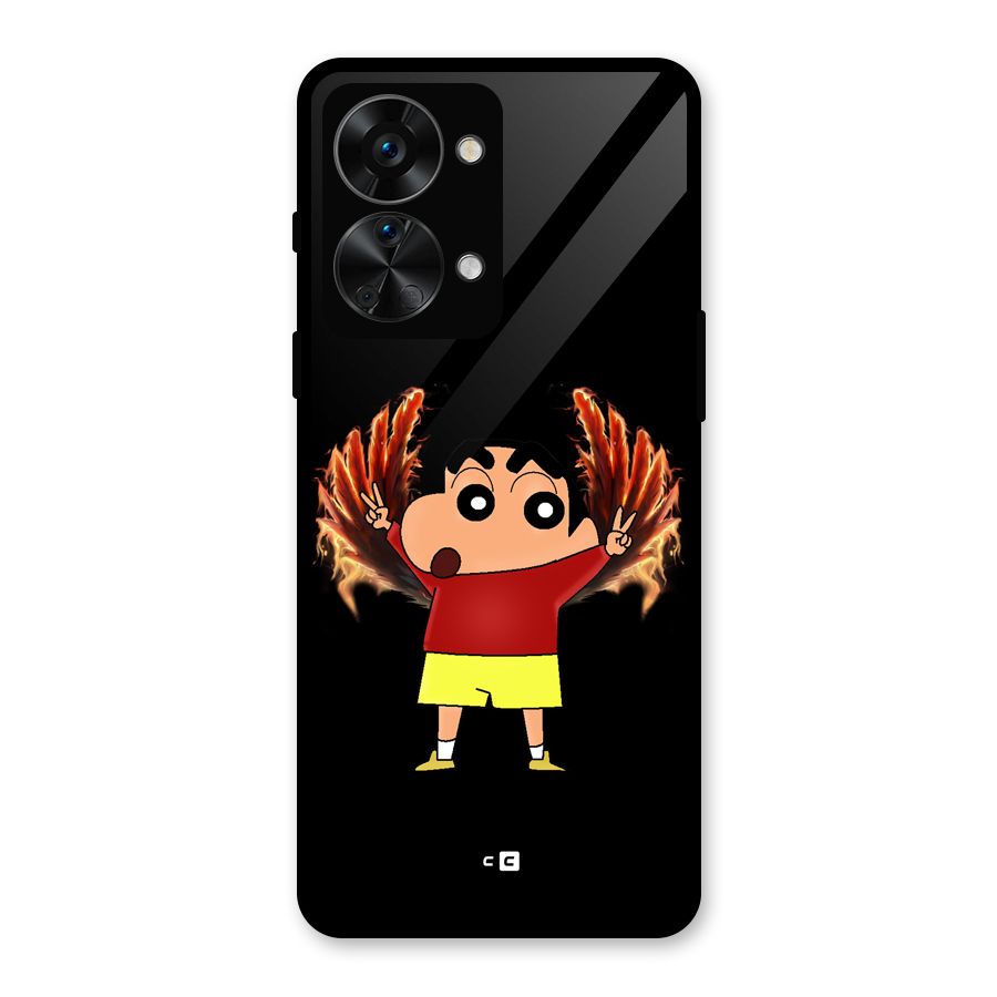Fire Shinchan Glass Back Case for OnePlus Nord 2T
