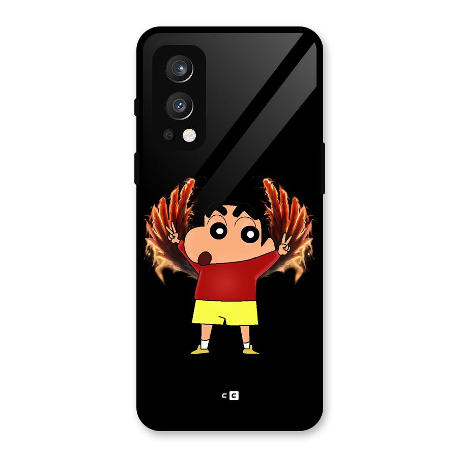 Fire Shinchan Glass Back Case for OnePlus Nord 2 5G