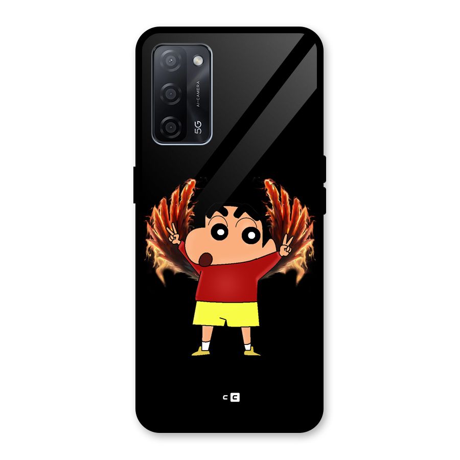Fire Shinchan Glass Back Case for Oppo A53s 5G
