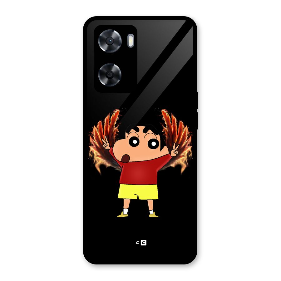Fire Shinchan Glass Back Case for Oppo A57 2022