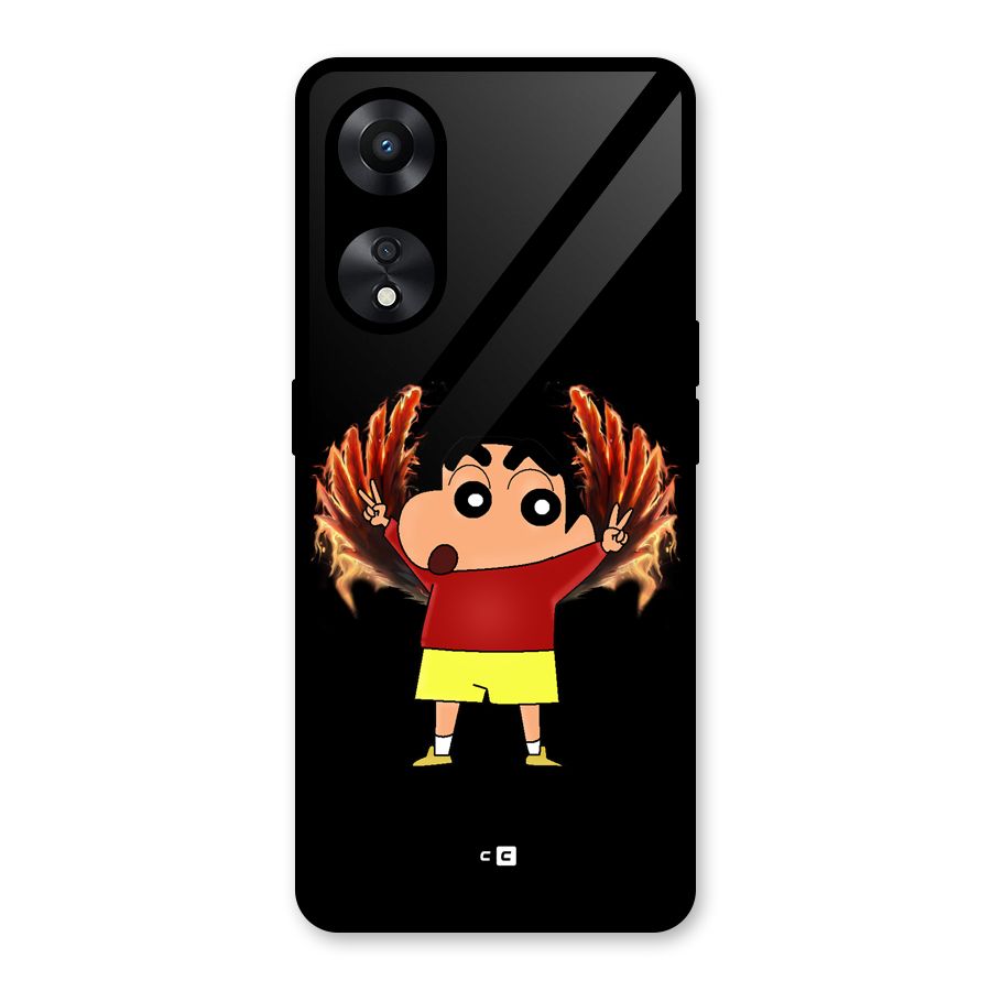 Fire Shinchan Glass Back Case for Oppo A78